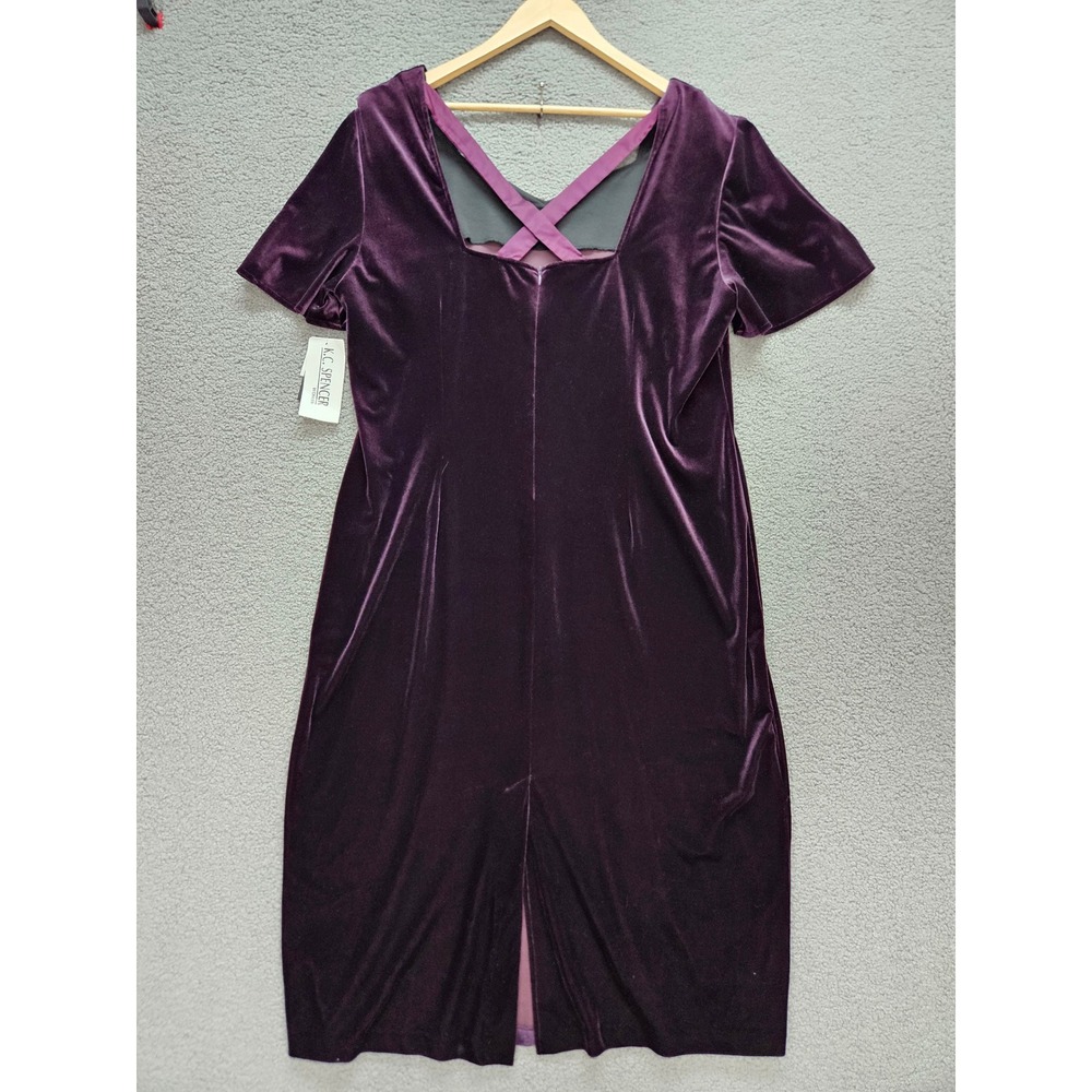 NWT K.C. Spencer Dress 20W Purple Velvet V-Neck Criss-Cross Back Whimsigoth Goth
